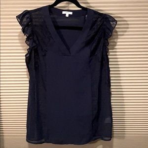 Navy Blue Sheer Blouse